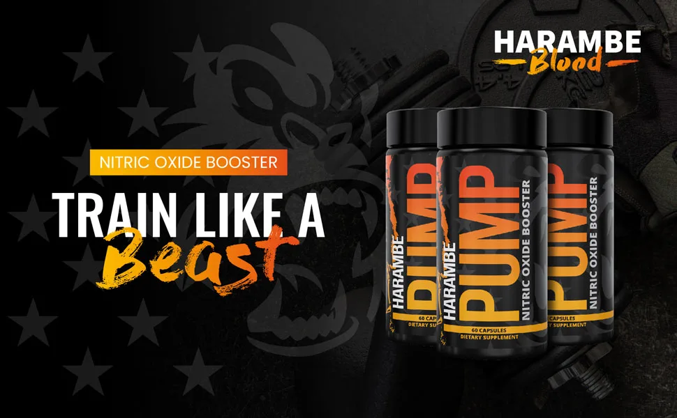 Harambe Pump - Nitric Oxide Supplement with Nitrosigine S7 and BioPerine - Best Pre Workout Pump Pills - Top Vasodilator & NO Booster - harambe pump nitric oxide booster no pills no2 N.O. supplement nitrix 2.0 nitrous supp