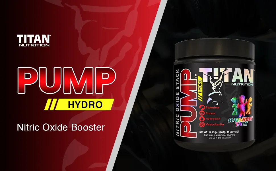 Pump- Nitric Oxide Boosting Stack Stim Free: Loaded with Citruline Malate for Maximum Pump and Blood Flow with an Added Mental Edge Complex for Increased Focus (Rainbow Tart) - Titan Nutrition Whey Protein Muscle Mass Bulk Weight Loss Supplement Fitness Health Nutrition