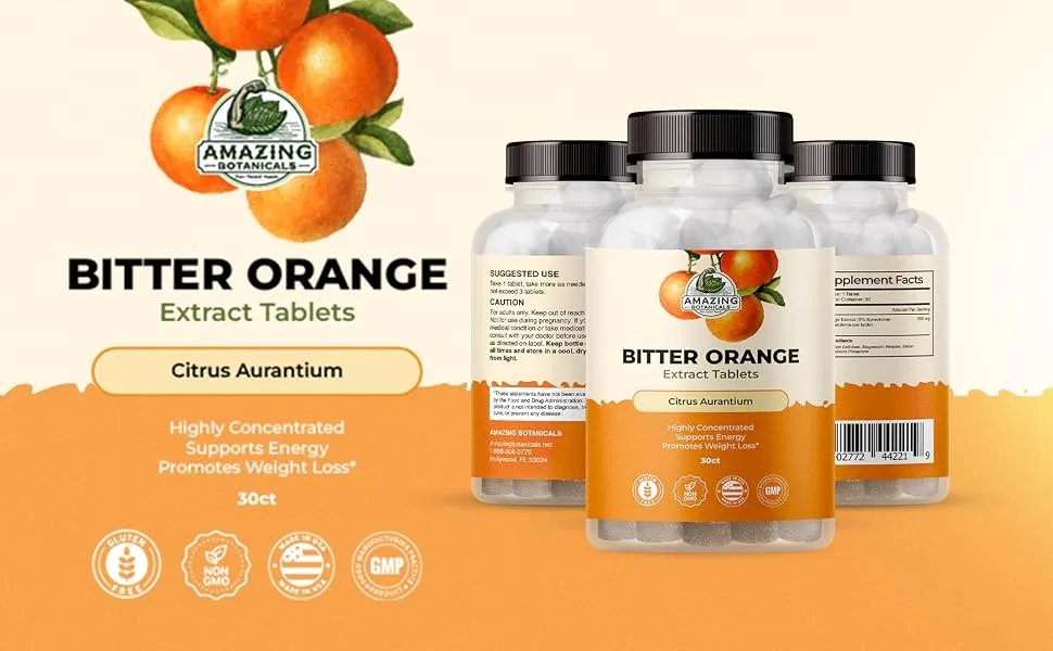 Bitter Orange Extract Tablets 200mg - 6% Synephrine - 30 Tablets | Citrus Aurantium | Natural Energy Support and Wellness Supplement - bitter orange extract tablets