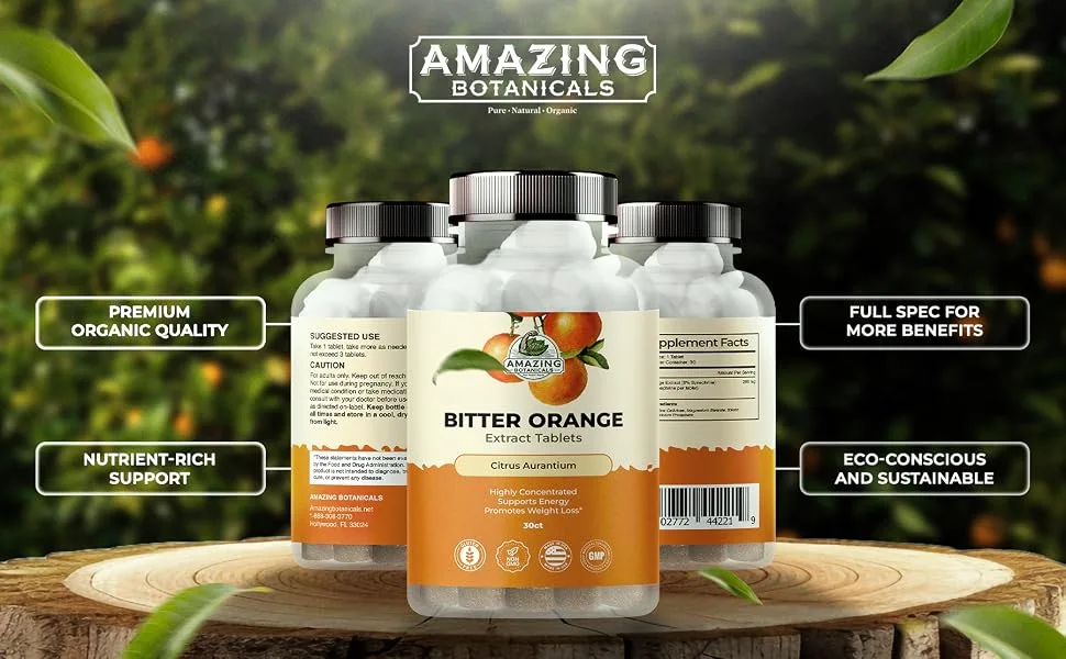 Bitter Orange Extract Tablets 200mg - 6% Synephrine - 30 Tablets | Citrus Aurantium | Natural Energy Support and Wellness Supplement - bitter orange extract tablets