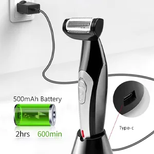 Men Back Trimmer Back Shaver Wet and Dry Use Men Back Groomer Extreme Reach Handle and Power Burst USB Rechargeable - Body Shaver
