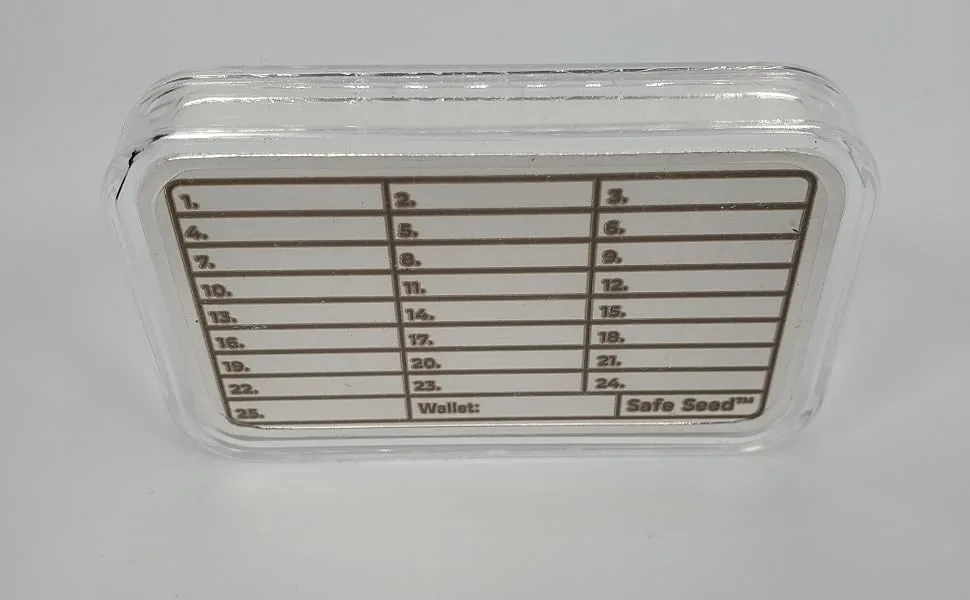 .999 Pure Silver 5OZ BAR Edition 12-25 Word Recovery Passphrase Cold Storage Bitcoin KeepKey Cryptocurrency Crypto Metal Wallet - 25 Silver