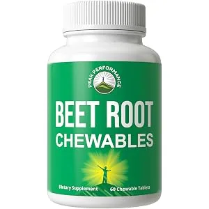 Beet Chews - Great Tasting Beets Chewables With No Added Sugar - Better Than Gummies. Contains Organic Beet Root Extract. Vegan Zero Gluten Beetroot Total Supplement For Heart Circulatory BP - Beet Root Chewables