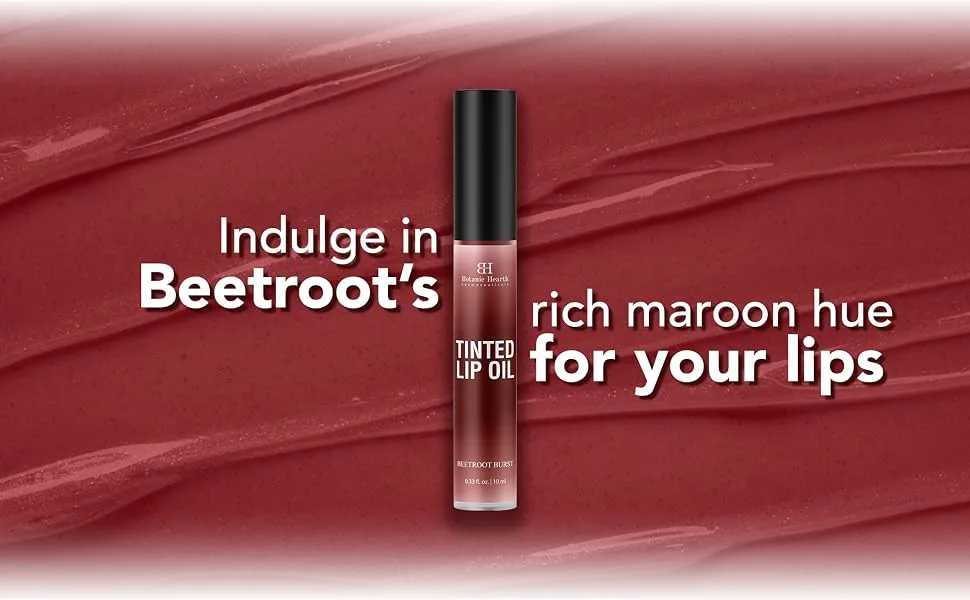 Botanic Hearth Tinted Lip Oil | Moisturizing Lip Gloss Oil for Dry Lips | Deep Red Gloss | Lightweight & Non Greasy | 0.3fl oz - product information 3