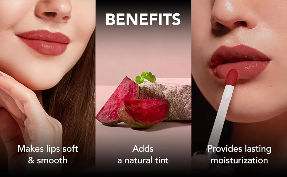 Botanic Hearth Tinted Lip Oil | Moisturizing Lip Gloss Oil for Dry Lips | Deep Red Gloss | Lightweight & Non Greasy | 0.3fl oz - product information 4