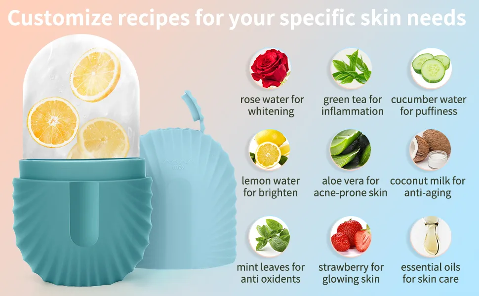 Ice Roller for Face Silicone Ice Face Roller Cube Design for Facial Beauty and Skin Care Brightens and Enhances Natural Glow Blue - Ice Cube Roller Massager for Face
