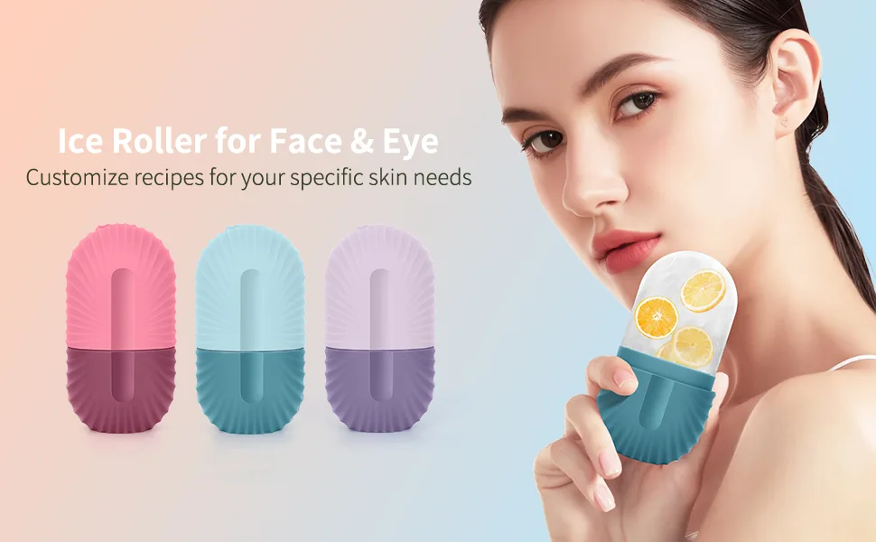 Ice Roller for Face Silicone Ice Face Roller Cube Design for Facial Beauty and Skin Care Brightens and Enhances Natural Glow Blue - Ice Roller for Face