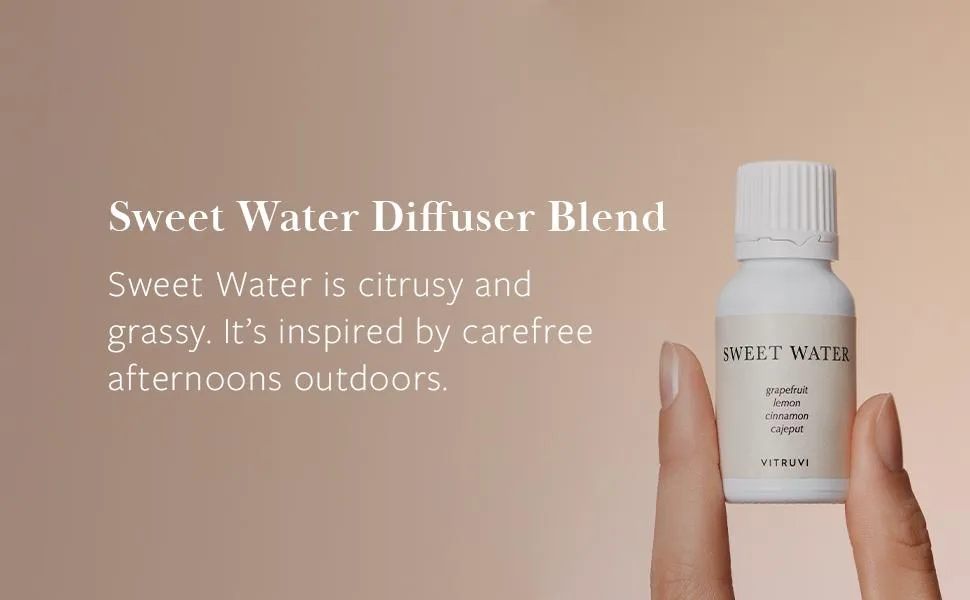 Vitruvi Sweetwater Citrusy Essential Oil Blend with Grapefruit Palmarosa and Cinnamon Oil (0.5 Fl oz) - sweet water diffuser blend