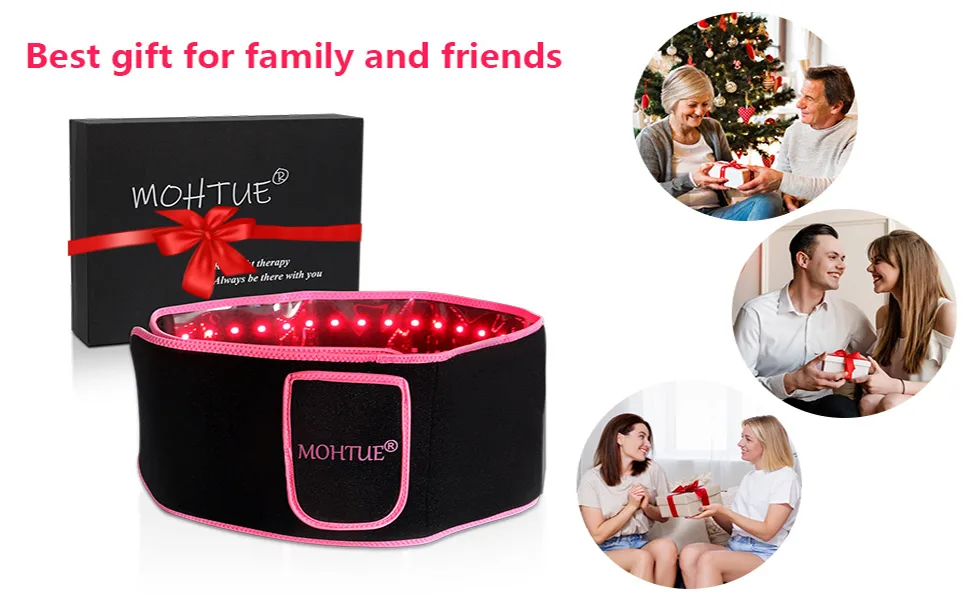 Red Light Therapy Body Device Belt,Infrared Light Therapy for Muscle Pain Relief,Improvement Metabolism Pink/Black - red light therapy gift