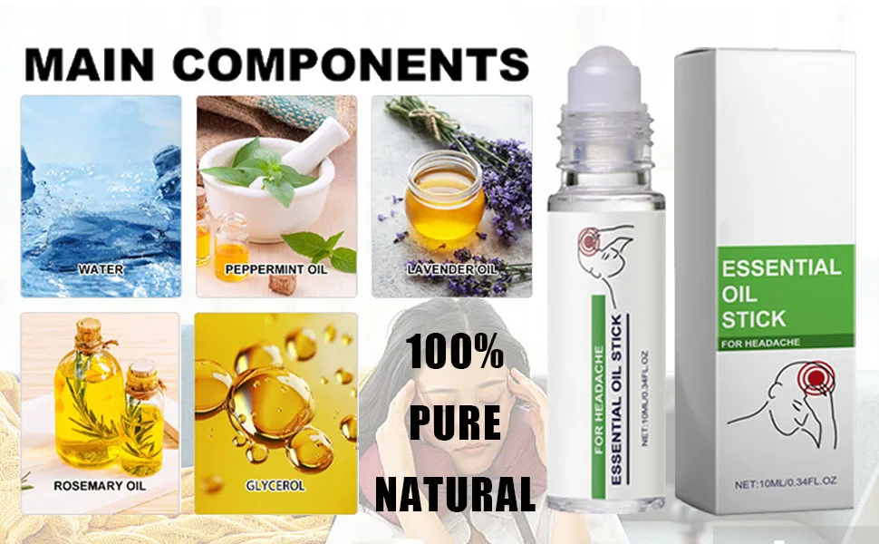 Migraine & Headache Relief Essential Roll On Oil Natural Aromatherapy: Peppermint Lavender & Rosemary Blend Better Sleep 10 ml - Essential Oil Roll On