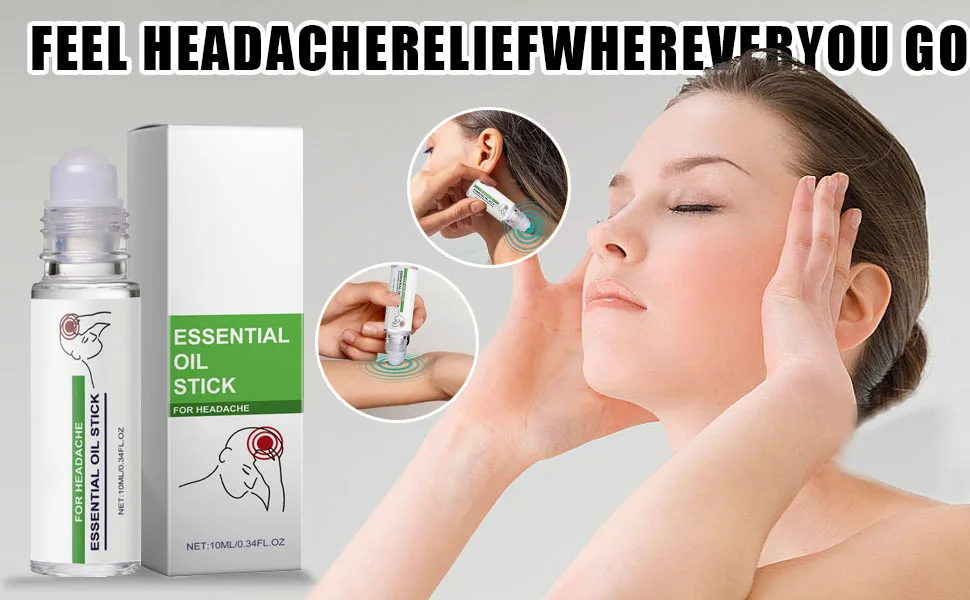 Migraine & Headache Relief Essential Roll On Oil Natural Aromatherapy: Peppermint Lavender & Rosemary Blend Better Sleep 10 ml - Headache Relief Essential Oil Roll On