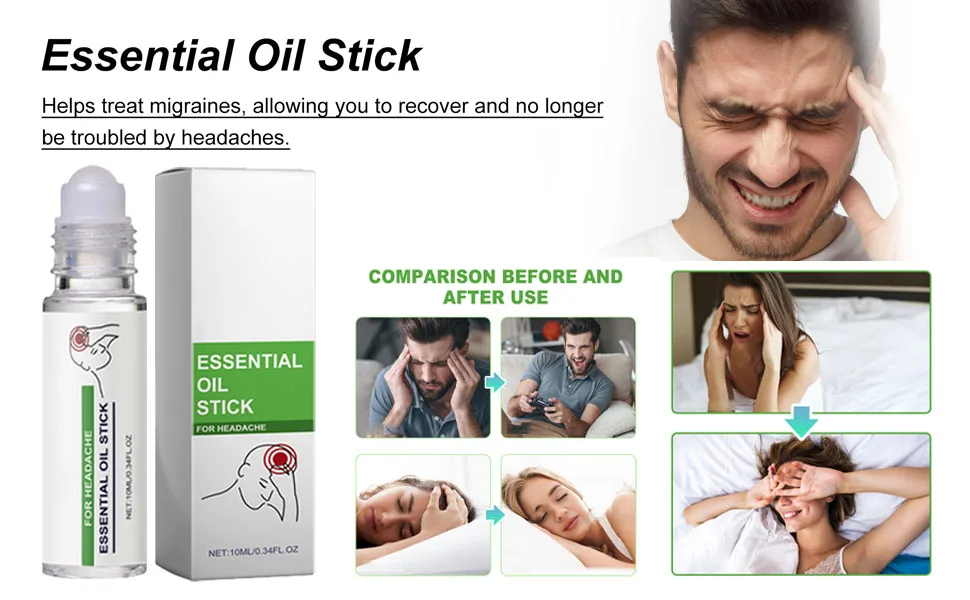 Migraine & Headache Relief Essential Roll On Oil Natural Aromatherapy: Peppermint Lavender & Rosemary Blend Better Sleep 10 ml - Lavender Essential Oil Roll On