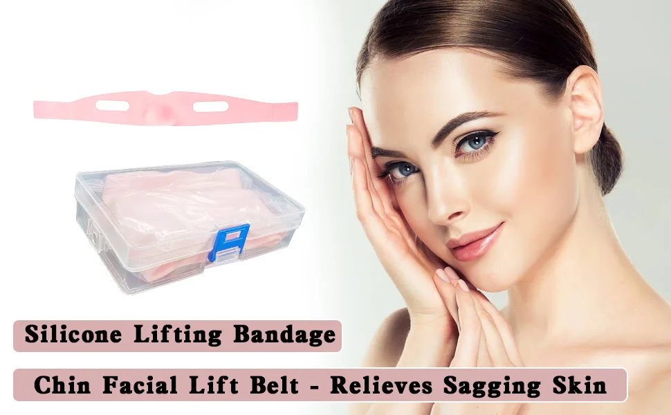 Reusable Silicone Double Chin Strap V Line Lifting Mask Chin Lipo Compression Garment Double Chin Reducer for Women & Men - Double chin reduction