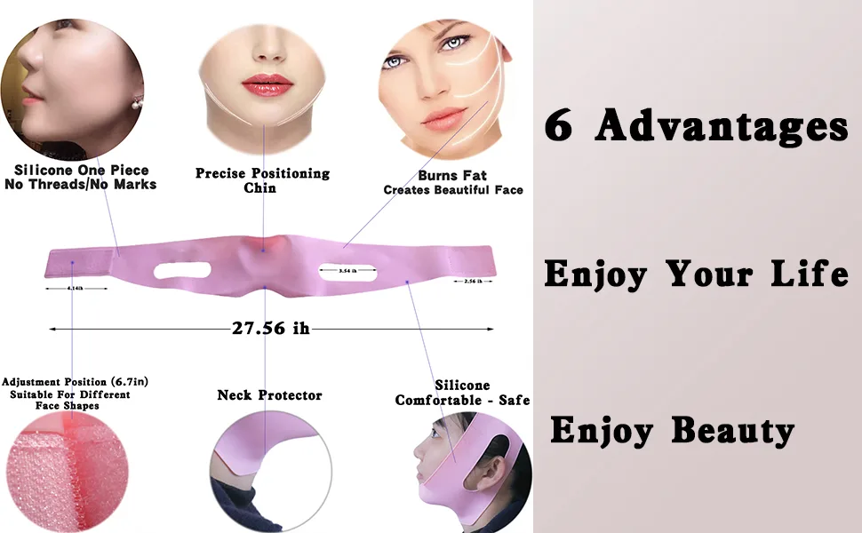 Reusable Silicone Double Chin Strap V Line Lifting Mask Chin Lipo Compression Garment Double Chin Reducer for Women & Men - Silicone Double Chin Reducer