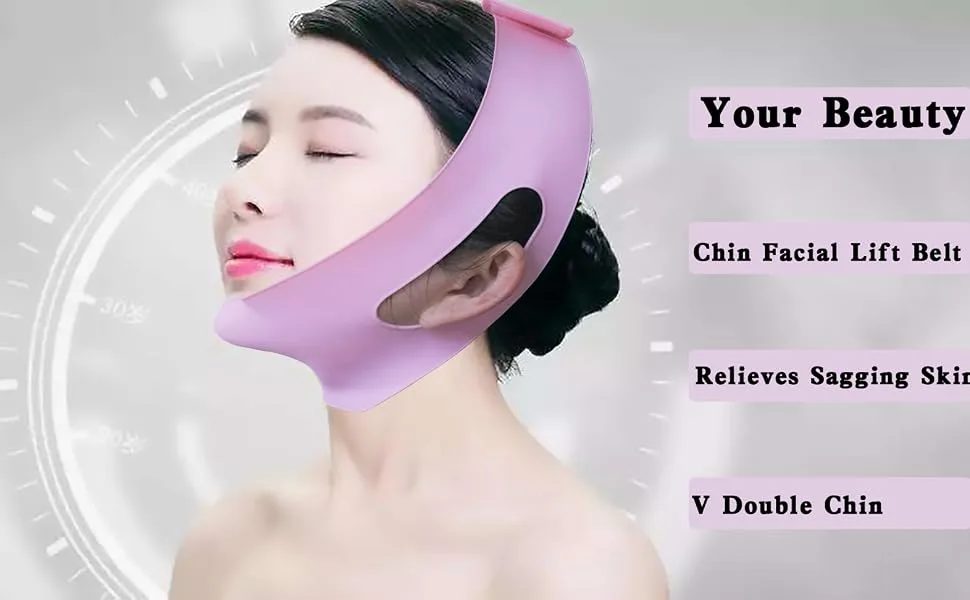 Reusable Silicone Double Chin Strap V Line Lifting Mask Chin Lipo Compression Garment Double Chin Reducer for Women & Men - Silicone Double Chin Reducer