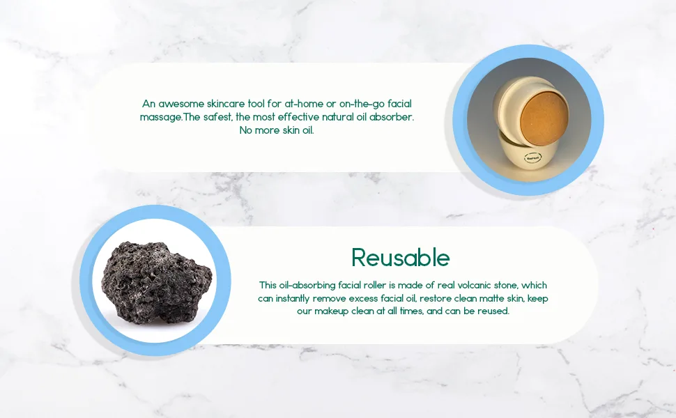 Volcanic Stone Oil-Absorbing Face Roller. Excellent Absorption Capacity. Easy to Use and Clean. - Volcanic roller2