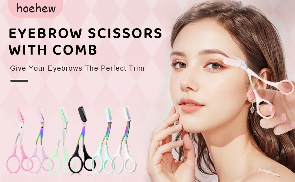Eyebrow Trimmer Scissor 2024 New Eyebrow Scissors with Comb Precision Eyebrow Trimming Scissors Non-Slip Eyebrow Cutter Hair Removal Eyebrow Scissors Makeup Tool (Purple) - Eyebrow Trimmer Scissor
