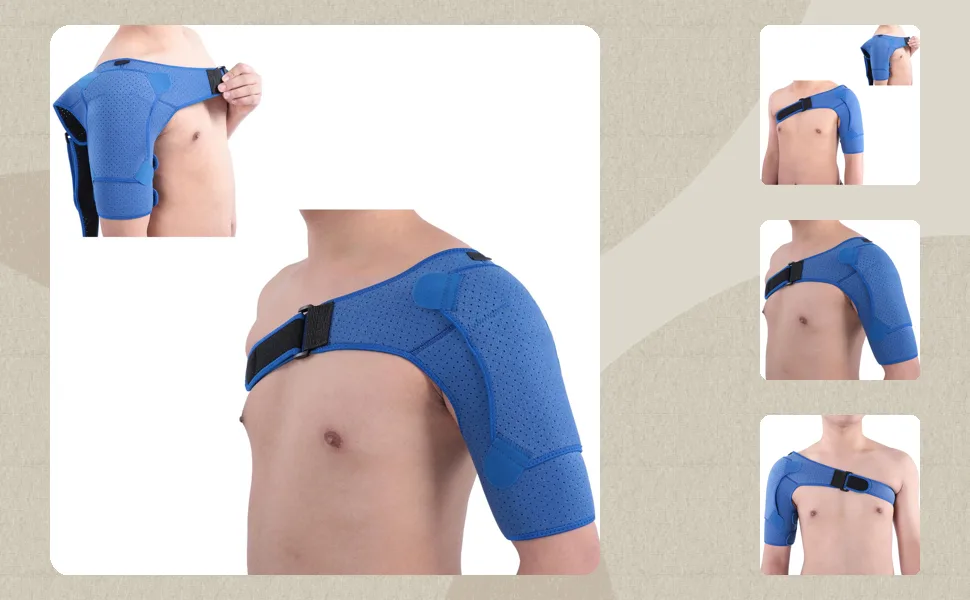 Estink Shoulder Support for Men Women Adjustable Neoprene Breathable Shoulder Sleeve Brace Compression Shoulder Support Brace Punched Shoulder Protector Fits Right or Left Shoulder - TJ07790-1
