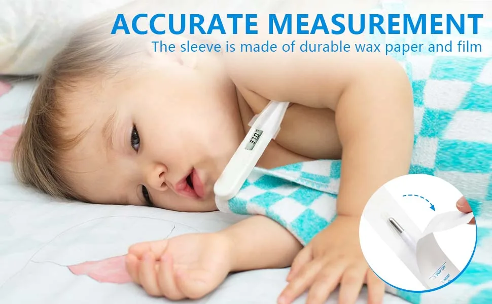 OBTANIM 100 Pieces Disposable Digital Thermometer Probe Covers Clear Temperature Sheath Sleeves for Oral Rectal Armpit - product information 2
