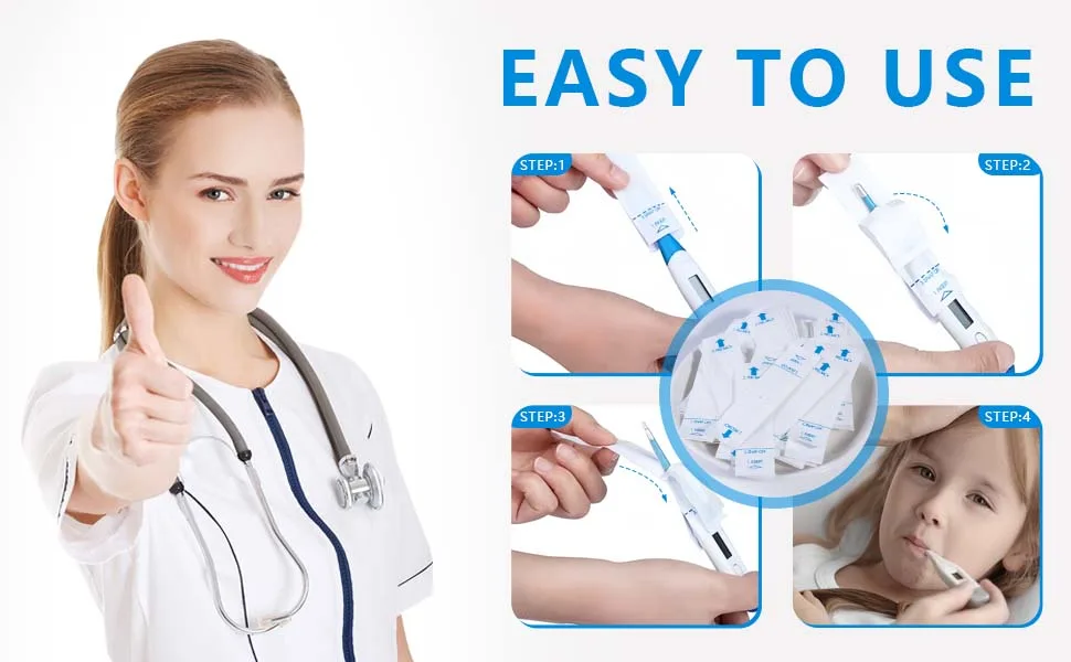 OBTANIM 100 Pieces Disposable Digital Thermometer Probe Covers Clear Temperature Sheath Sleeves for Oral Rectal Armpit - product information 5