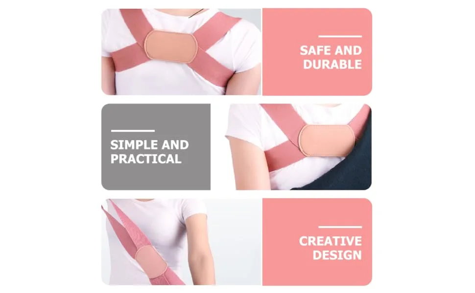Back Correction Belt Adjustable Posture Corrector Back Support Women Posture Corrector Back Straightener Strap Back Correcting Belt Child Anti Hunchback Polyester Support Belt 20X13X2CM Pink - product information 5