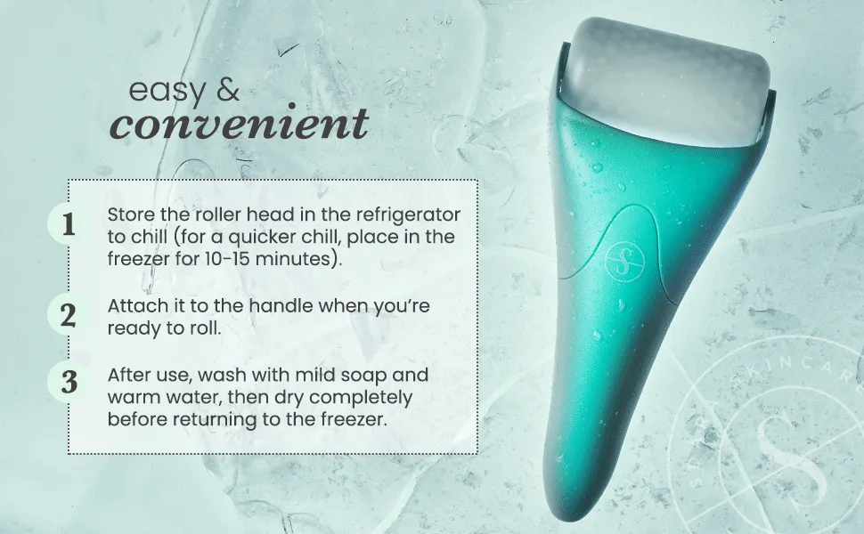 Sdara Ice Roller in Mint Color with White Roller Head - how to use