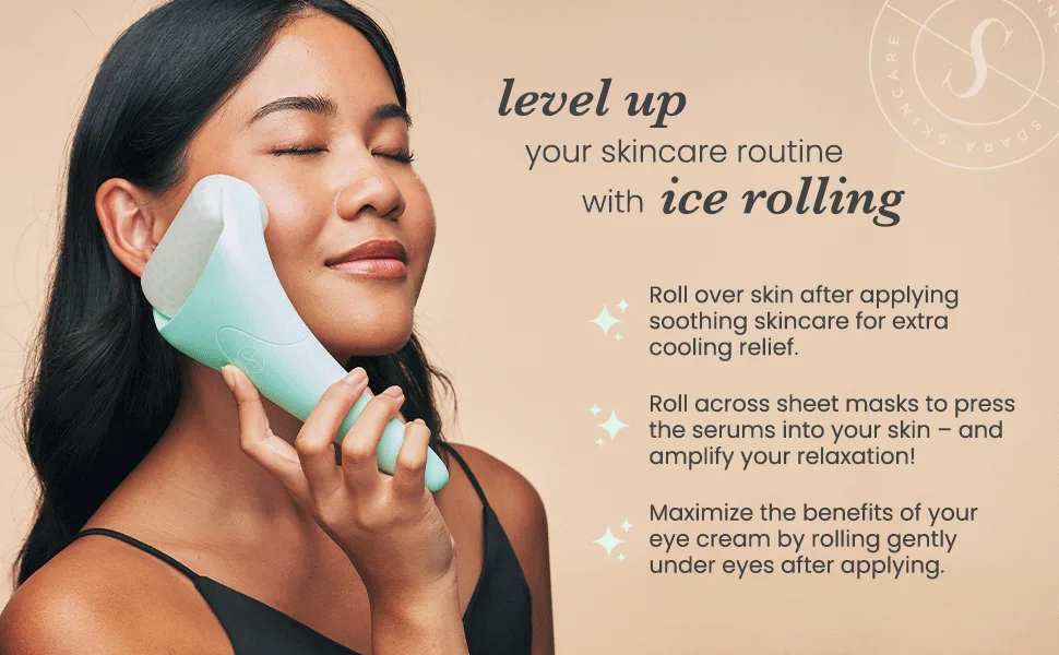 Sdara Ice Roller in Mint Color with White Roller Head - tips
