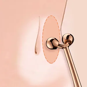 Tekson Face Roller Facial Metal Massager Massage Tool for face (Rose) Rose Gold - roller
