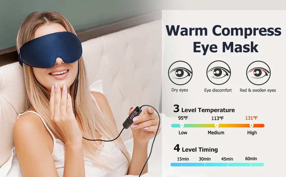 Heated Eye Mask USB Heated Eye Mask with Temperature and Timer Control for Dry Eyes Puffy Eyes & Dark Circles and More - product information 1