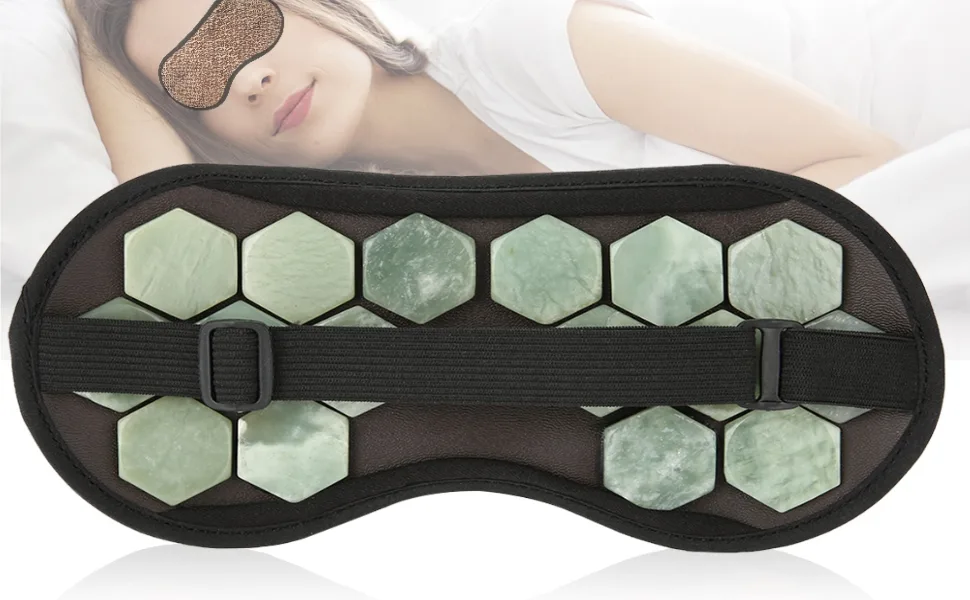 Sleeping Eye Mask Adjustable Jade Stones Eye Masks Magnet Therapy Eyeshade Eye Cover Masks for Sleeping Travel Naps(Green) - product information 1