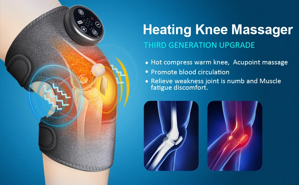 Heated Knee Pad with Massage and Brace Adjustable Heat & Vibration Massage Knee Pad for Knee Pain Relief 1 - Heating Knee Massgae