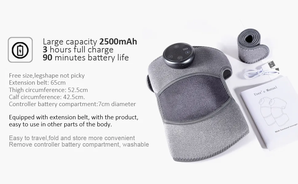 Heated Knee Pad with Massage and Brace Adjustable Heat & Vibration Massage Knee Pad for Knee Pain Relief 1 - Package includes