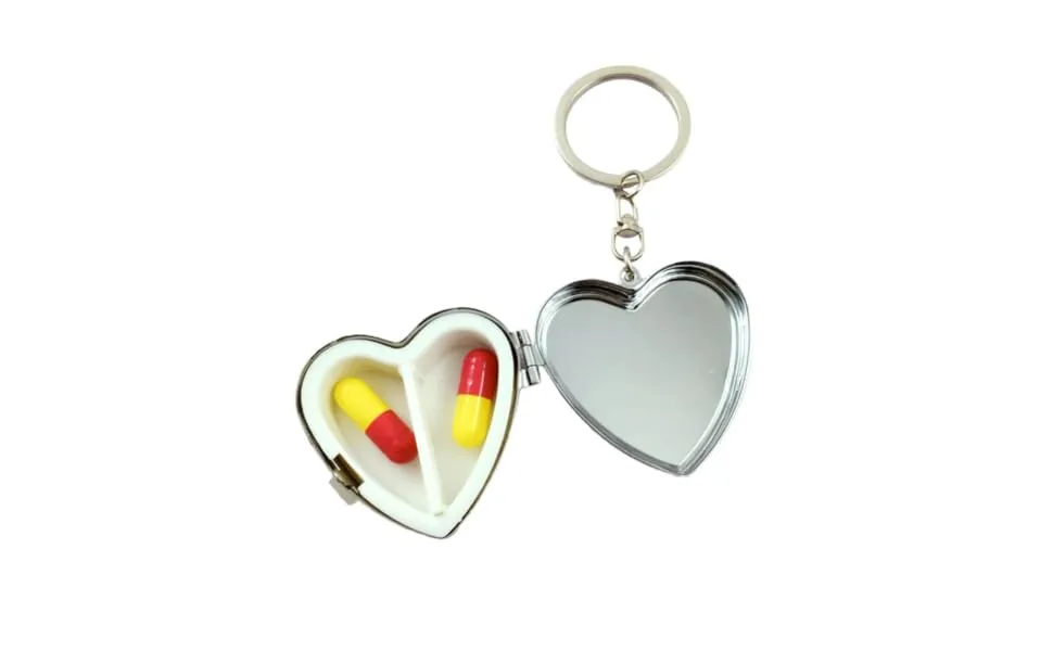 LALAFINA Heart Shaped Mini Storage Box Small Cute 2 Compartments Portable Medicine Tablet Holder Organizer - product information 1