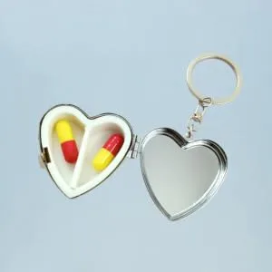 LALAFINA Heart Shaped Mini Storage Box Small Cute 2 Compartments Portable Medicine Tablet Holder Organizer - product information 2
