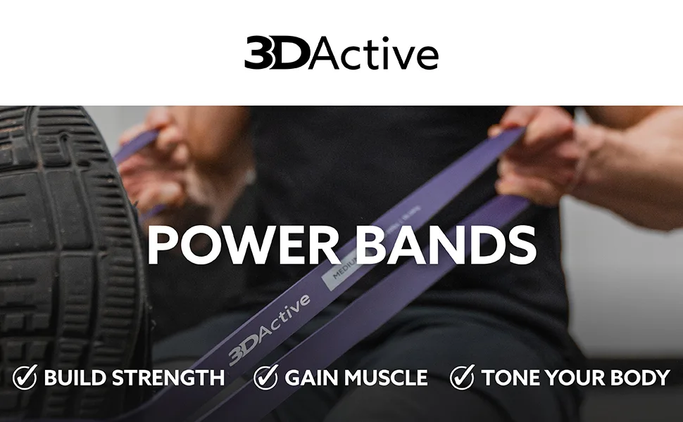 3DActive Pull Up Assist Band - Resistance Band for Strength Training Powerlifting Body Stretching Crossfit. Free Exercise Guide. #1 Red- 10 to 35 Pounds (1/2 " *4.5mm) - Single Band - 3DActive Power Bands. Build strength, gain muscle, tone your body.