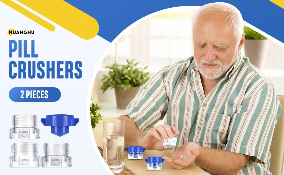 2 Pieces Pill Crushers Blue Pill Crusher Grinder Pill Fine Powder Small Pill Crusher Grinder for Crushes Pills Vitamins Tablets Medicine - product information 1