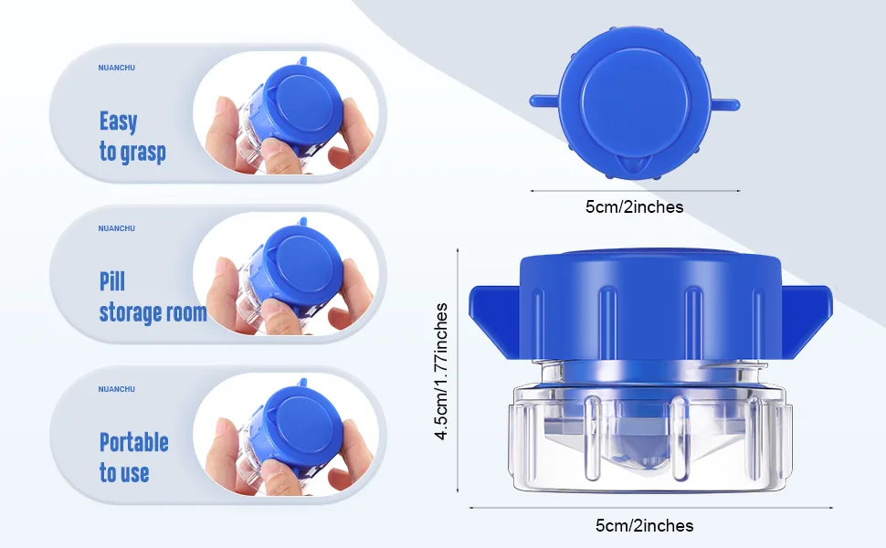 2 Pieces Pill Crushers Blue Pill Crusher Grinder Pill Fine Powder Small Pill Crusher Grinder for Crushes Pills Vitamins Tablets Medicine - product information 2