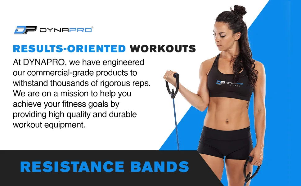 DYNAPRO Exercise Resistance Bands Adjustable Length Comfort Handles Professional Quality Anti-Snap. Great for Workouts Physical Therapy Yoga Set (Light Medium Heavy) - DYNAPRO Exercise Resistance Bands - Set of 3 (Light, Medium, Heavy)