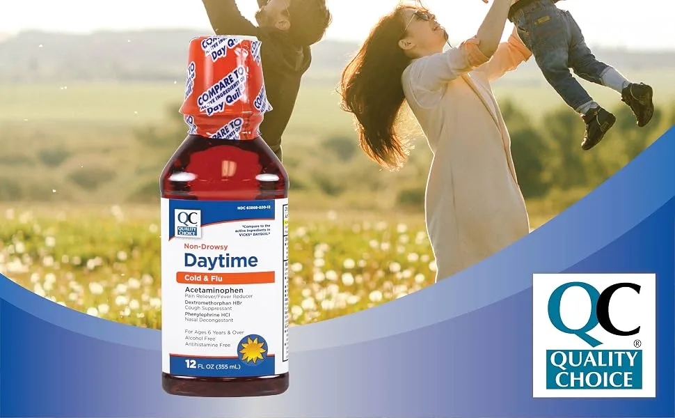 Quality Choice Daytime Cold & Flu Original Liquid 12oz Bottle - 97020 Bottom