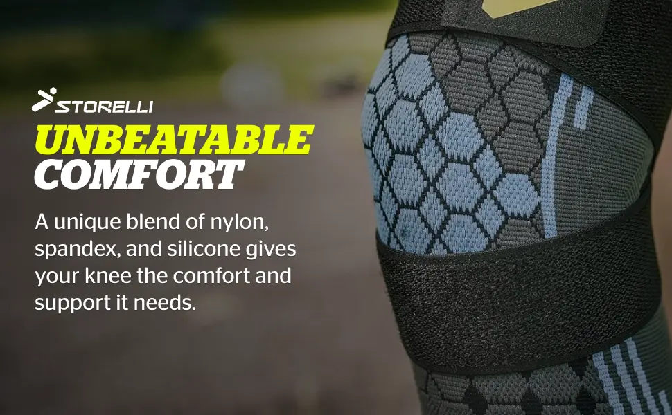 Storelli Knee Sleeve Compression Knee Brace Zero-Slip Silicone Band Customizable Fit Performance Support and Recovery Superior Breathability Extra Large Strap Blue - Knee Sleeve