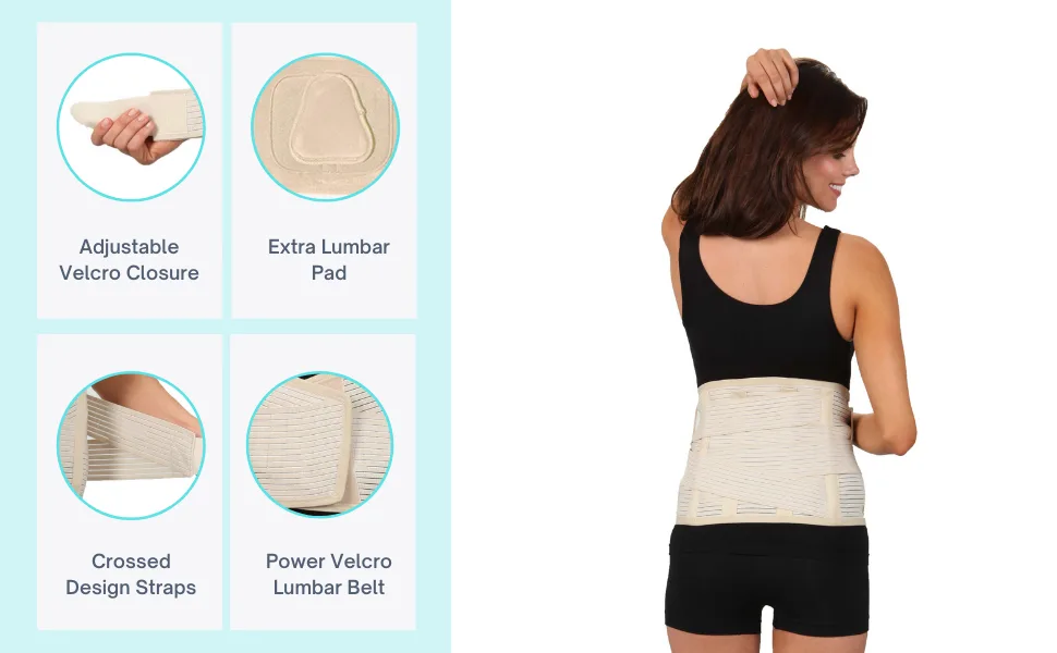 invera Lower Back Support Brace Lumbar Support Belt for Men and Women (Beige) - Lower back support brace