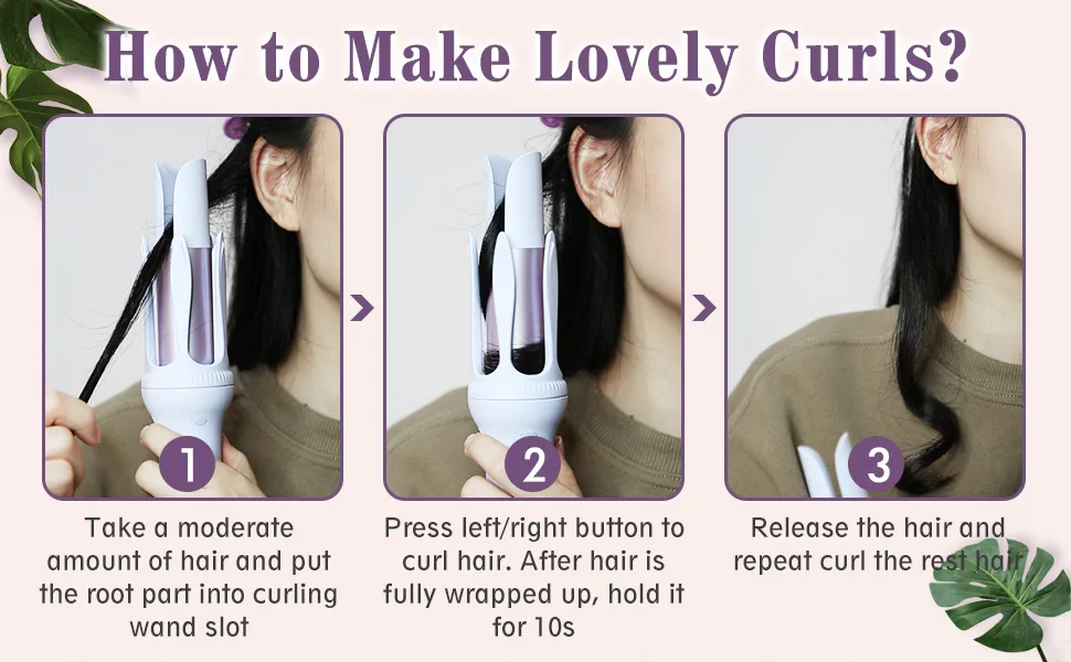 BRAND Rotating 1.25 Curling Iron with Temperature Control Auto Shut-Off - Fast Heating Anti-Stuck Easy-to-Use Light Purple - automatic curling iron