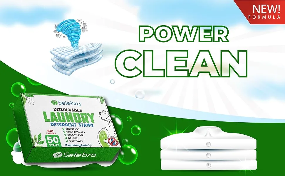 Eco Sheets Laundry Detergent with 5 Different Scents (100 Loads) 50 Strips Fresh Scent Plastic-Free Liquid-Free Technology - Detergent Strips for Travel - Detergent Sheet A+