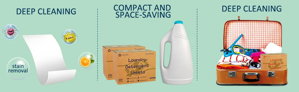 Laundry Detergent Sheets 200 Sheets Fresh Linen Scent - Eco-Friendly Hypoallergenic Plastic-Free LiquidLess Clothes Washing Detergent Supplies for Save Space Travel Camping - laundry supplies