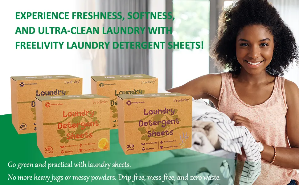 Laundry Detergent Sheets 200 Sheets Fresh Linen Scent - Eco-Friendly Hypoallergenic Plastic-Free LiquidLess Clothes Washing Detergent Supplies for Save Space Travel Camping - natural laundry detergent