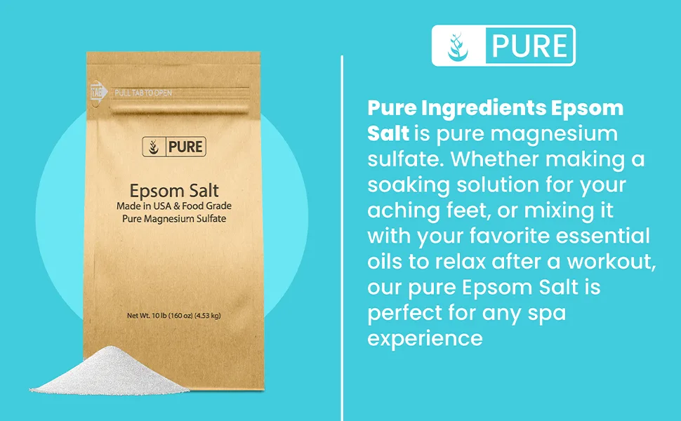Pure Original Ingredients Epsom Salt (10 lb) Pure Magnesium Sulfate Food Grade Soaking Solution - product information 1
