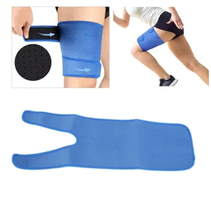 Oumefar Thigh Brace Support Thigh Compression Wrap Anti Slip Neoprene for Sports (Blue) - 2719240019111-2