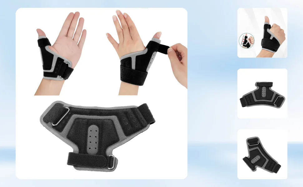 Oumefar Thumb Wrist Stabilizer Fine Workmanship Finger Support Splint Multipurpose Lightweight Breathable Sponge Convenient Wearing for Basketball Volleyball Tennis (Black) - 2719230146512-1