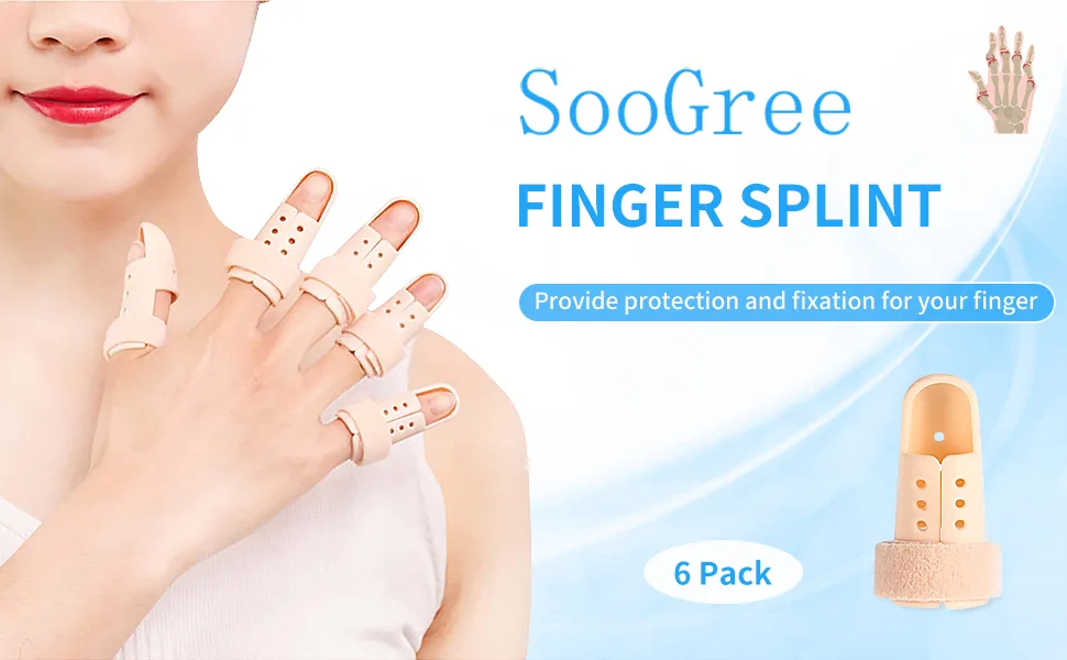 6 Pieces Finger Splint Mallet Finger Support Finger Splint Brace Plastic Protector for Adjustable Finger Immobilizer for Basketball Finger Joint Protection 6 Sizes 6 pieces 6 sizes - Fingers Splint