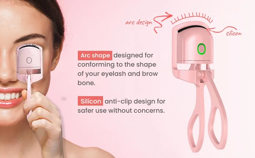Heated Eyelash Curler: Rechargeable Lash Curler with 2 Customizable Temperature Modes Safe Silicone Pad& Automatic Shut-Off-Compact Portable Electric Eyelash Curler for Long-Lasting Lash (2.4 Ounce) - Heated Eyelash Curlers, Heated Lash Curler, Electric Eyelash Curler, Rechargeable Eyelash Curler
